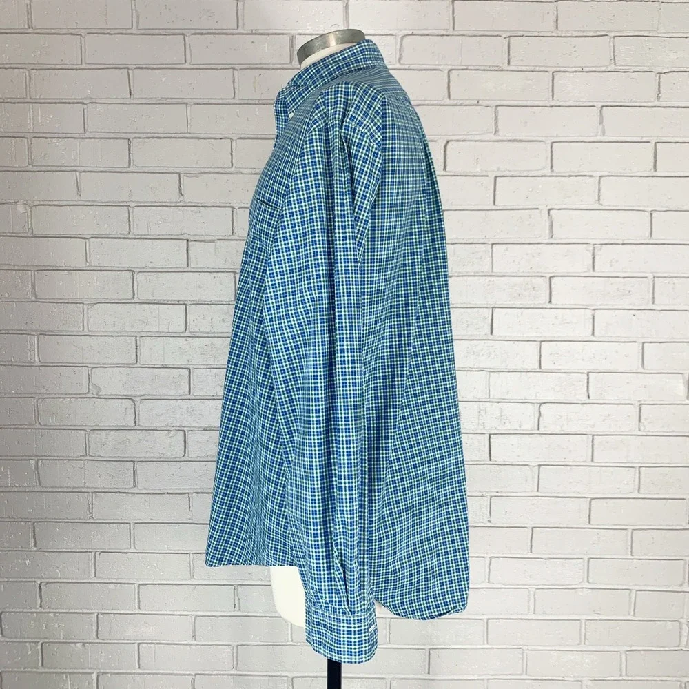 Polo Ralph Lauren Classic Fit Blue Green Check Button Down Shirt Preppy 16 32/33